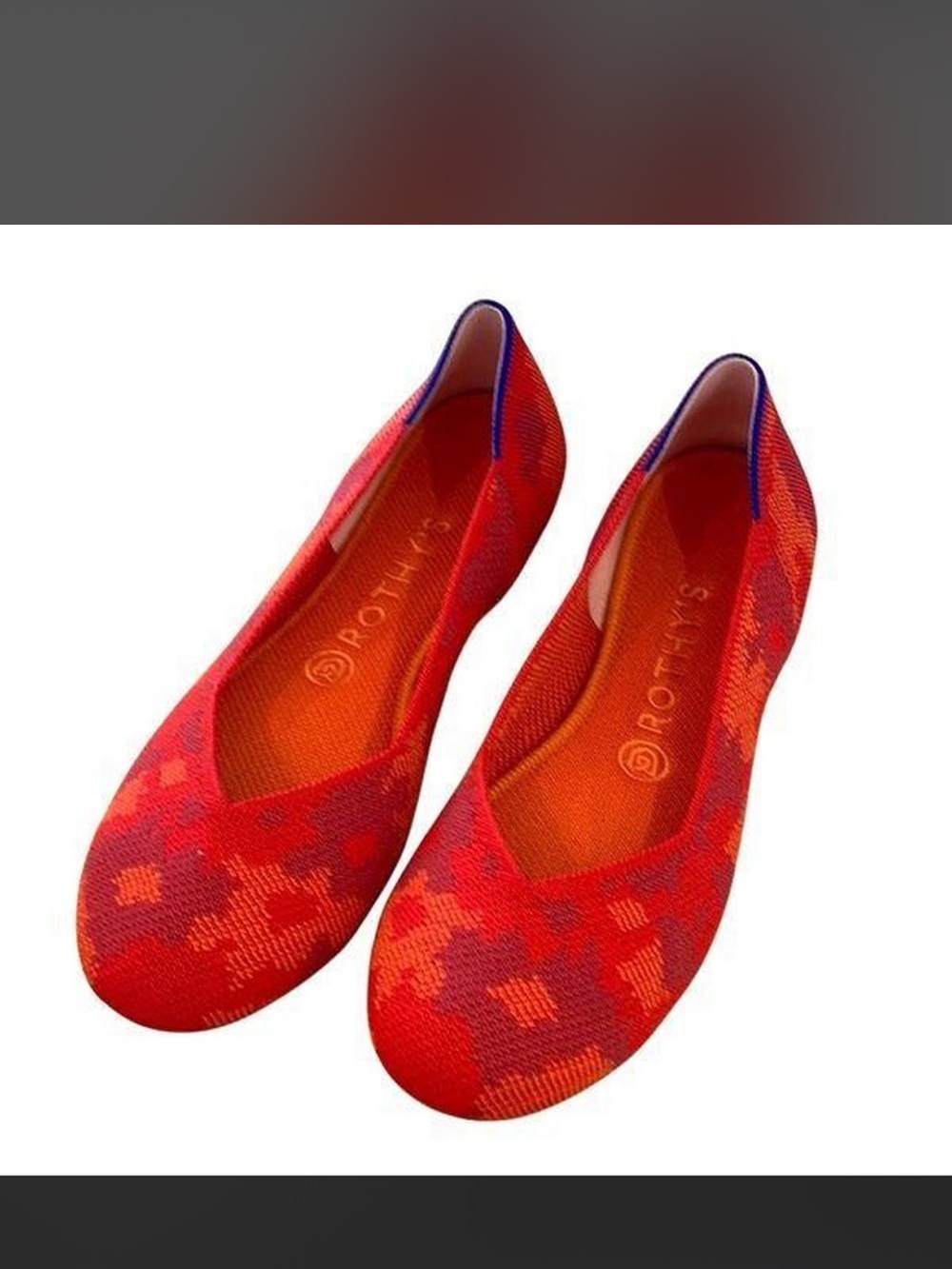 Rothy's The Flat Red camo Pixel Knit Shoes Women's 11 round toe